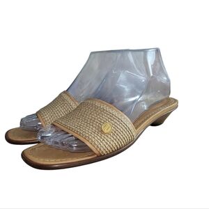 Eric Javits Squishee Woven Slide Kitten Heel Sandals